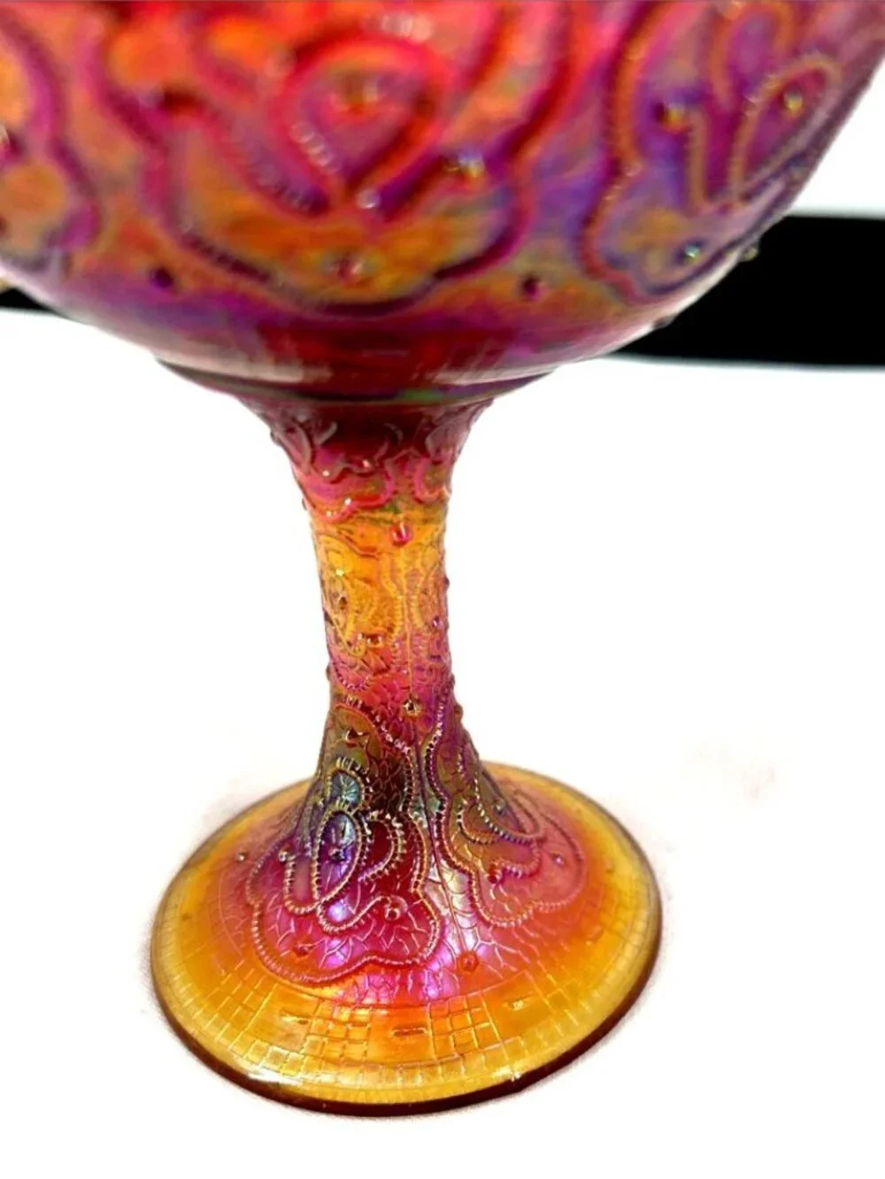 Fenton Persian Medallion Compote Candy Dish Red 6.5